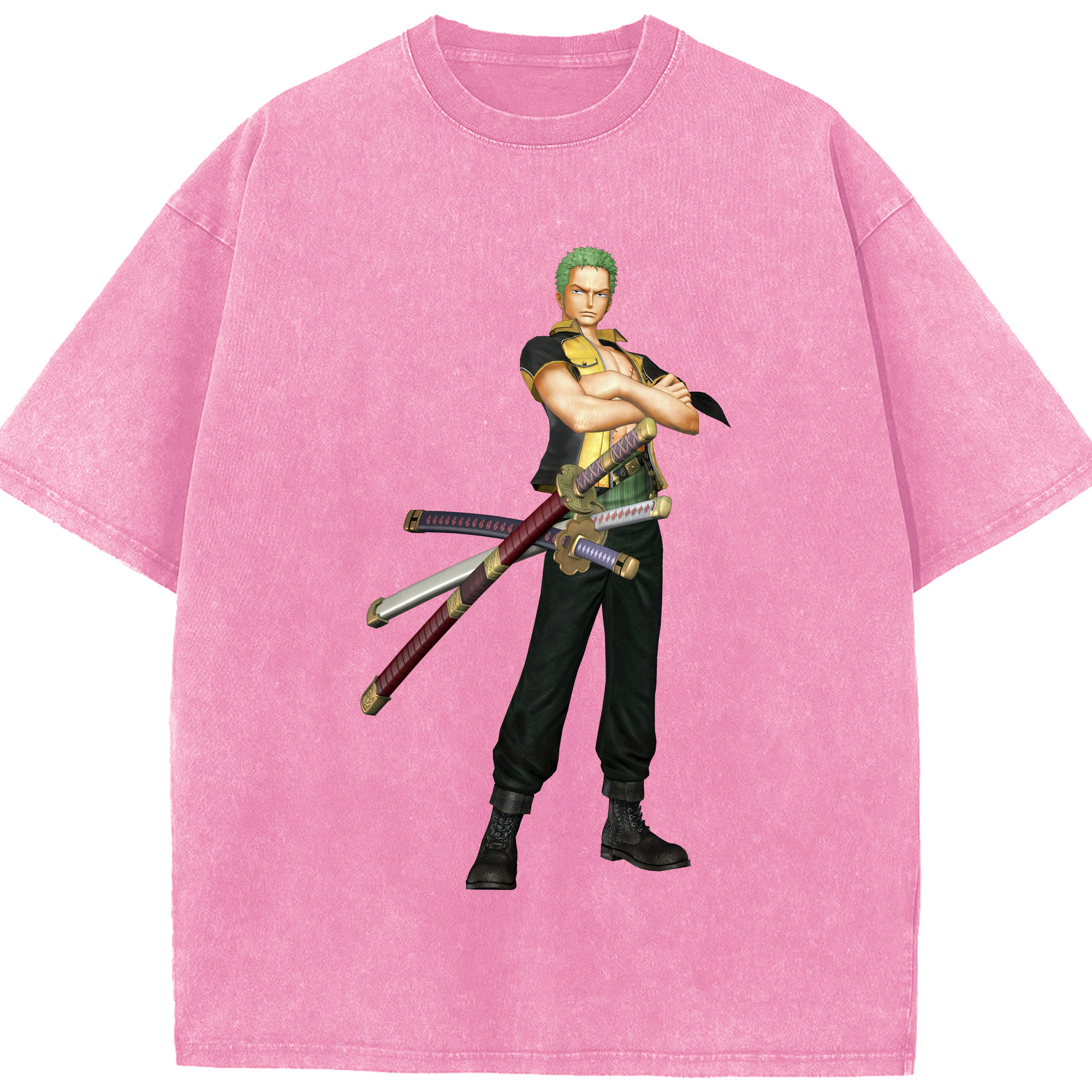 ワンピース ロロノア・ゾロ ONE PIECE Roronoa Zoro 綿100% ヴィンテージ風 半袖Tシャツ（フロントプリント）
